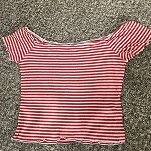 Red and White Striped Women's Top